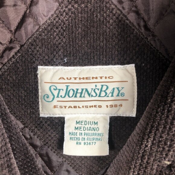 Saint Johns Bay Authentic Woman's Brown Corduroy Button Up Coat Adult Medium - Picture 3 of 16